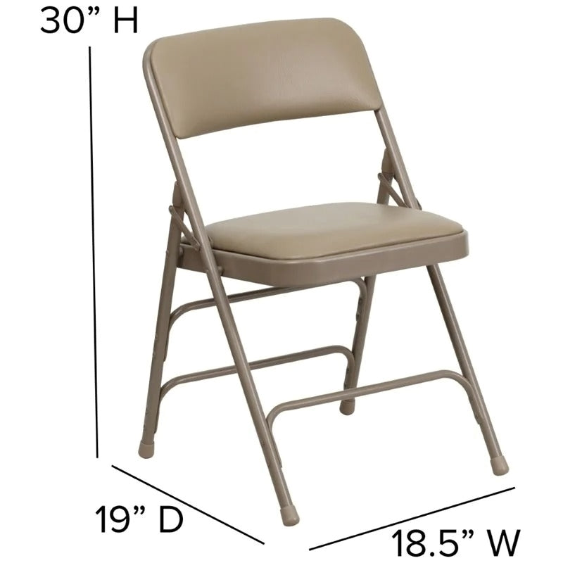 Bowery Hill 17.5'' Vinyl/Steel Metal Heavy-Duty Folding Chair in Beige