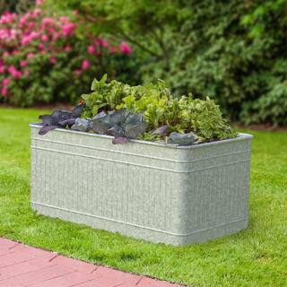 Panacea Vintage Galvanized Metal Rectangle Raised Garden Trough 83475