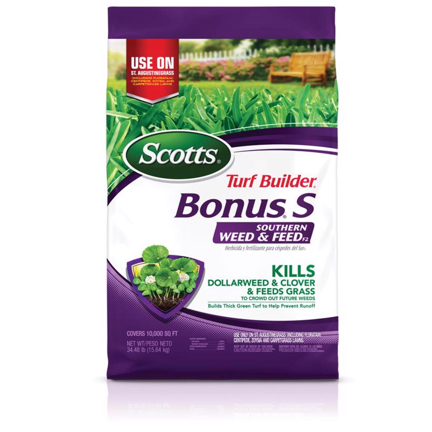 Scotts Turf Builder Bonus S Weed and Feed Lawn Fertilizer For Multiple Grass Types 10000 sq ft