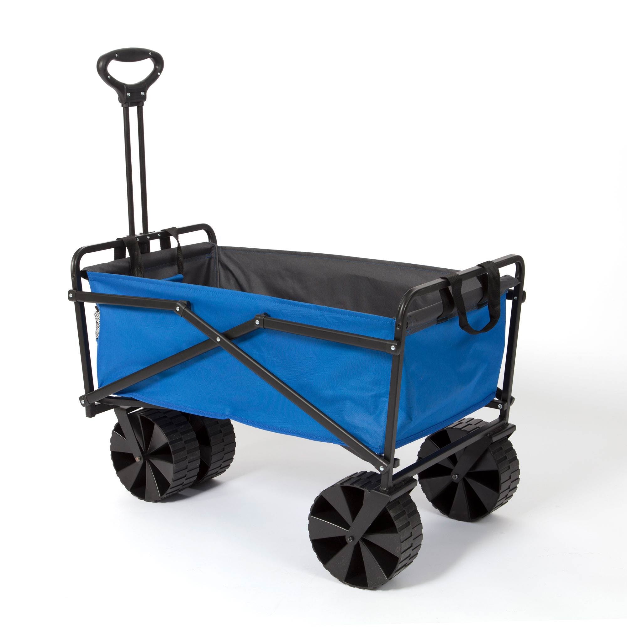 Seina 150lb Capacity Folding Steel Outdoor Utility Wagon Cart, Blue/Gray