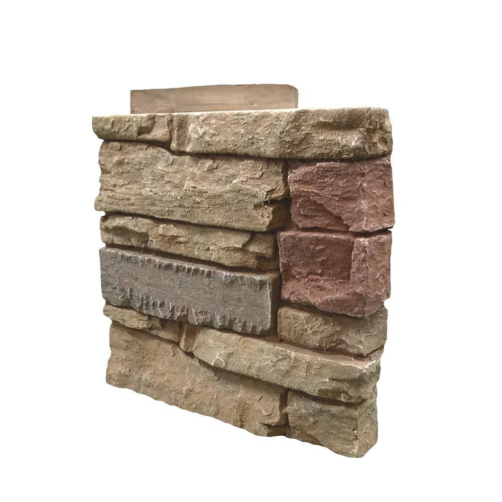 GenStone Stacked Stone Desert Sunrise 12 in. x 1.375 in. x 12 in. Faux Stone Siding Right Corner Panel G2SSDSCPR