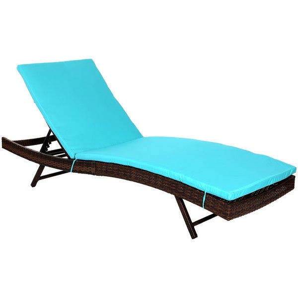 YUKOOL All-weather Wicker Patio Lounge Chaise with Removable Thick Cushion，Lounge Chair with 5-position Adjustable Backrest