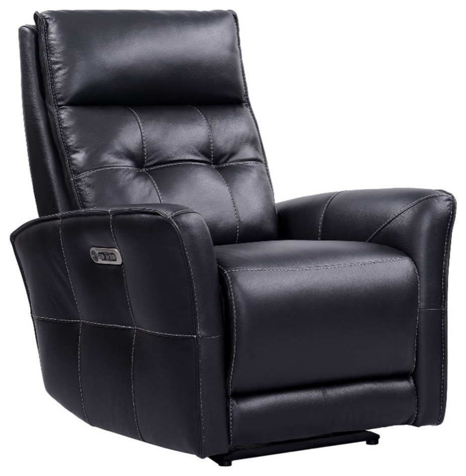 Bowery Hill Leather Power Zero Gravity Recliner in Verona Black   Contemporary   Recliner Chairs   by Homesquare  Houzz