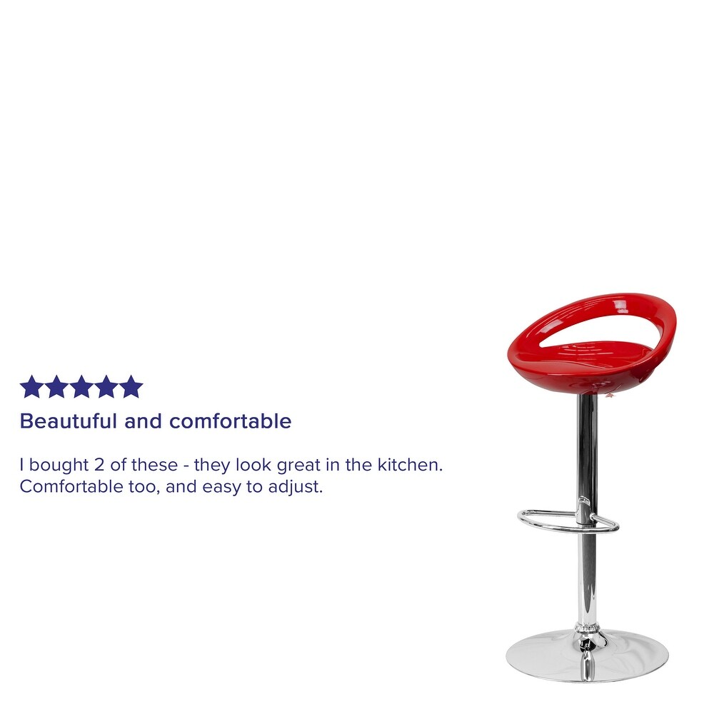 Plastic Rounded Cutout Back Adjustable Height Bar Stool   18.25\