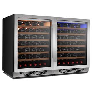 Ca'Lefort 48 in. Dual Zone Cellar Cooling Unit 108-Bottles Built- in Wine Cooler Side-by-Side Refrigerator Mini Fridge in Black CLF-WS24WS24-HD