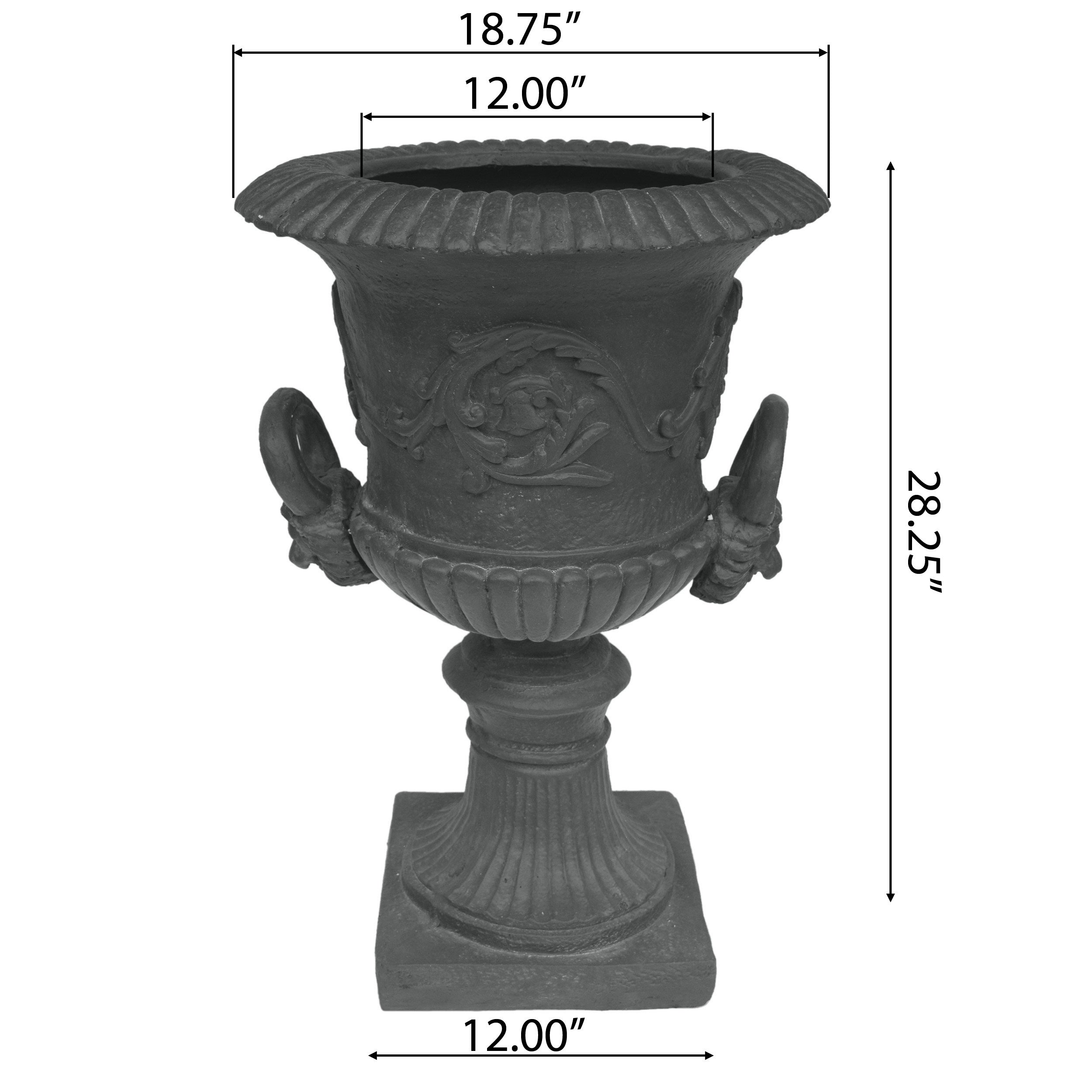 Joa Chalice Garden Urn Planter, Roman, Botanical, Lightweight Concrete