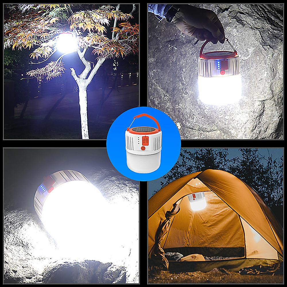 Multifunctional Usb Rechargeable Camping Lantern Portable Solar Panel Hand Lamp Waterproof Led Camping Light Tent Lamp Powerful Flashlight Torch Super