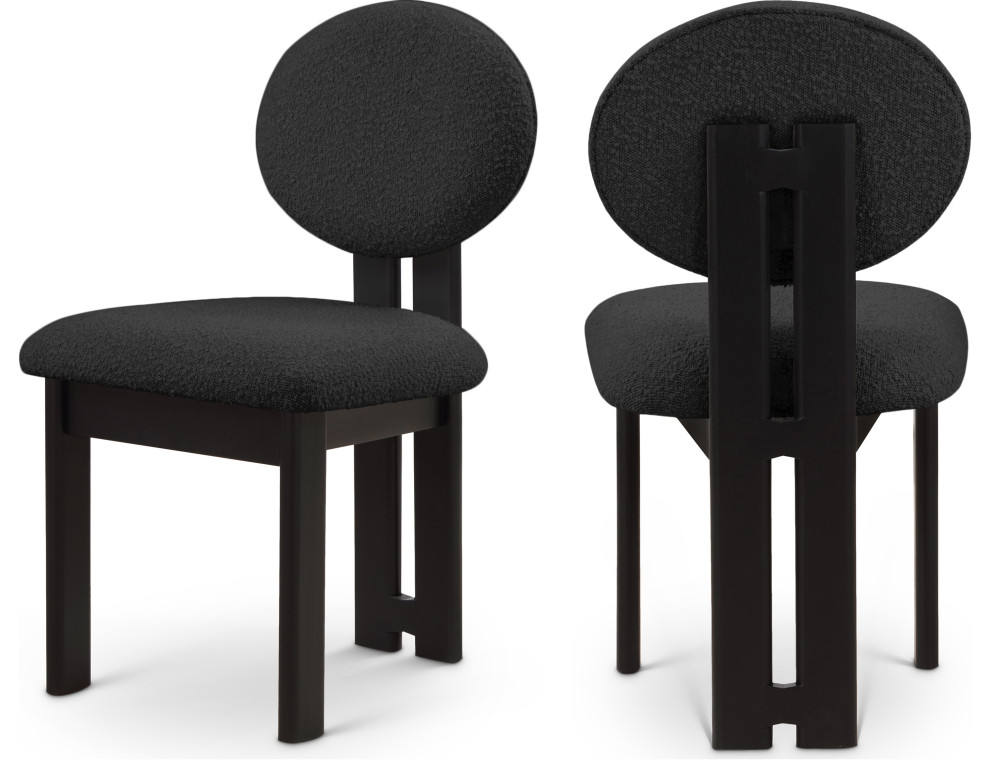 Napa Black Boucle Fabric Dining Chair  Set of 2   Transitional   Dining Chairs   by Meridian Furniture  Houzz