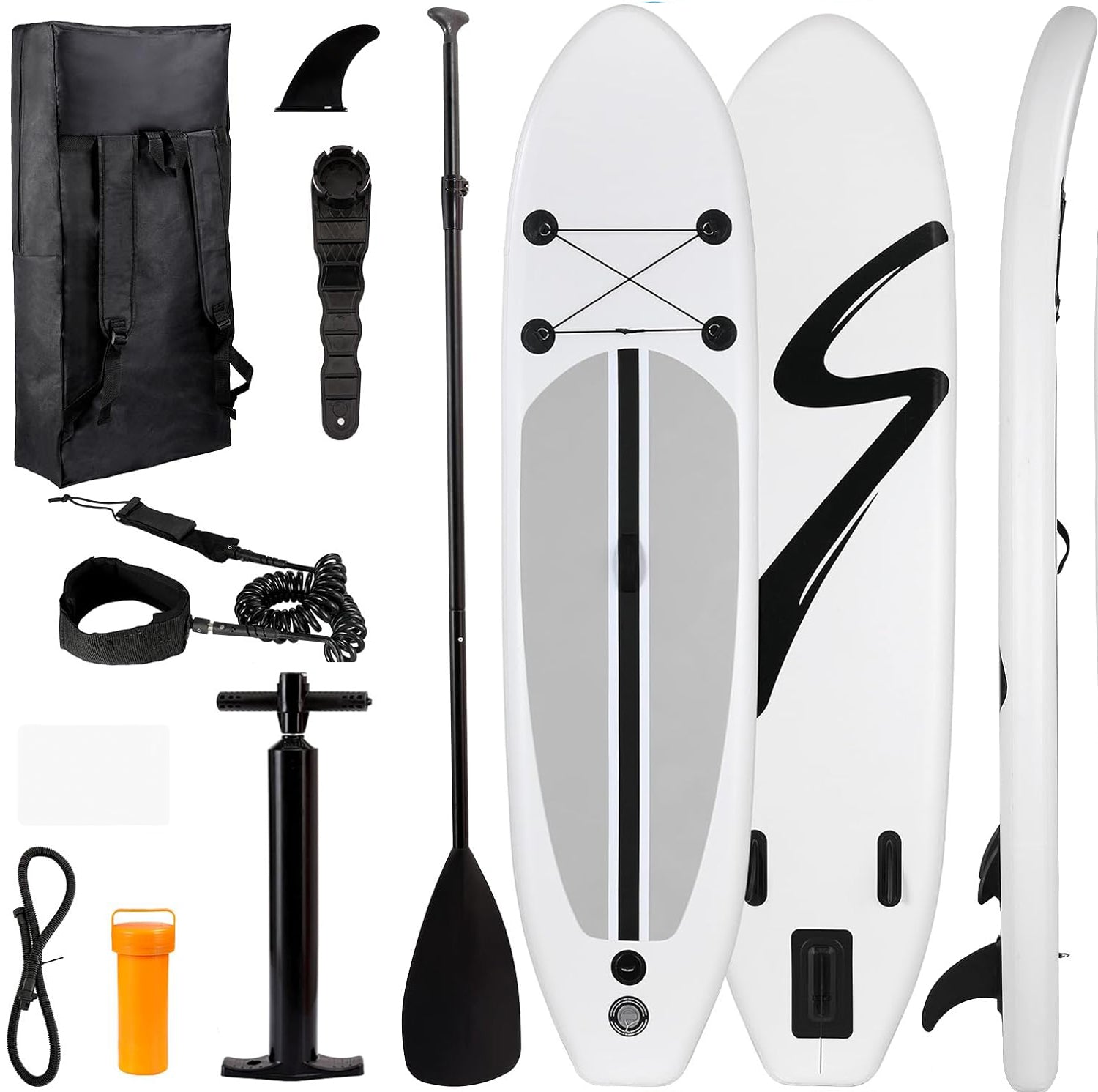 10FT Inflatable Paddleboard with Double Action Pump,  Adjustable Paddle, SUP Accessories and Carry Bag