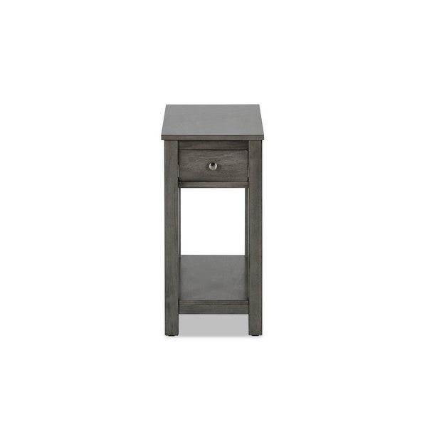 Nili 24 Inch Side End Table， Warm Gray Finish， Single Drawer and Shelf - 24 H x23.75 W x 12 L Inches