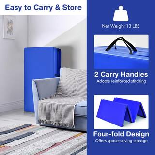 HONEY JOY Navy 48 in. x 96 in. x 2'' Gymnastics Mat Thick Folding Panel Aerobics Exercise Gym Fitness (32 sq.ft.) TOPGYM0002