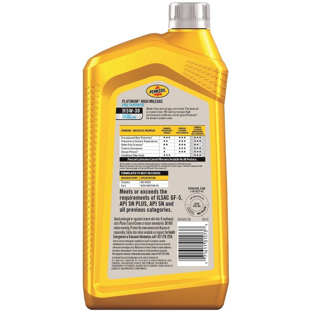 Pennzoil 5w 30 Platinum High Mileage