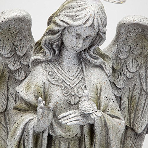 Bits and Pieces - Solar Garden LED Angel of Peace Statue with Light-Up Halo 21 Inches Tall - Beautiful Garden Sculpture Garden Décor Polyresin Statue Yard Art