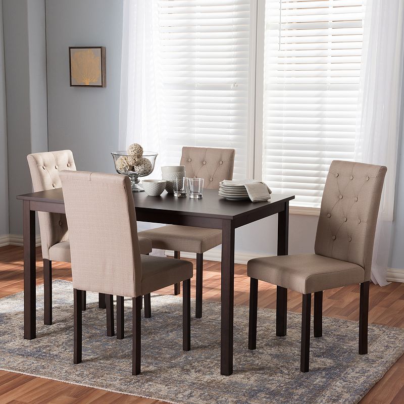 Baxton Studio Gardner Tufted Dining Chair and Table 5-piece Set