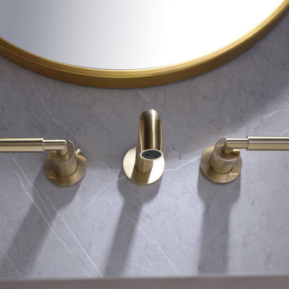 IHOMEadore Double Handle Wall Mounted Bathroom Faucet in Brushed Gold JK-RWBF60007GB