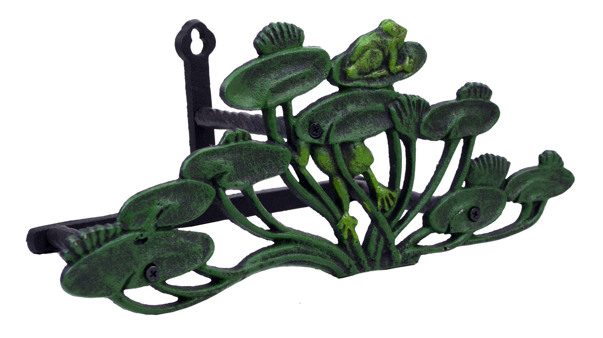 Garden Hose Holder - Frogs On Lily Pads - Cast Iron - 13.75