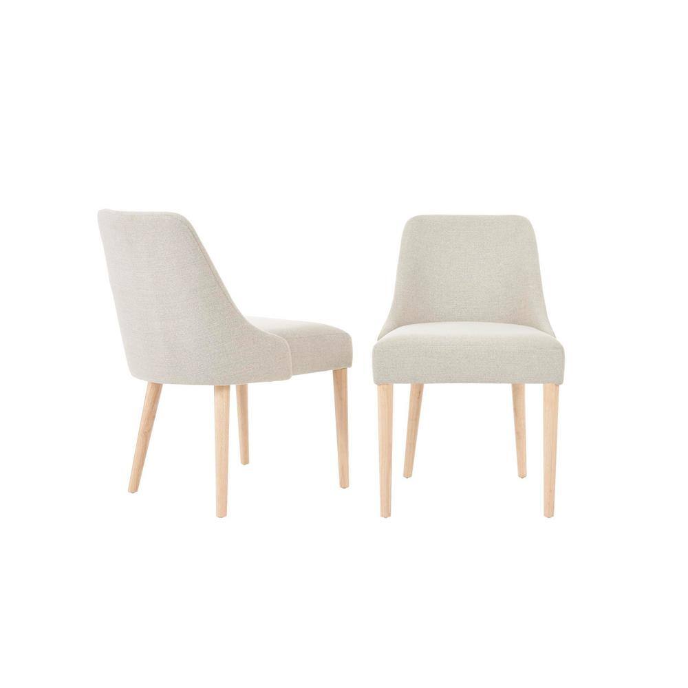 StyleWell Benfield Biscuit Beige Upholstered Dining Chair with Natural Wood Legs (Set of 2) Jones DC NB