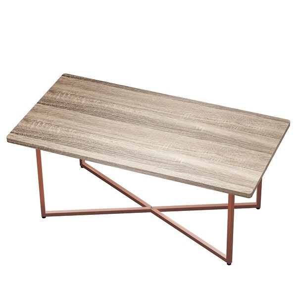 Corvus Belmont Rectangle Modern Wood Coffee Table with Cross Legs