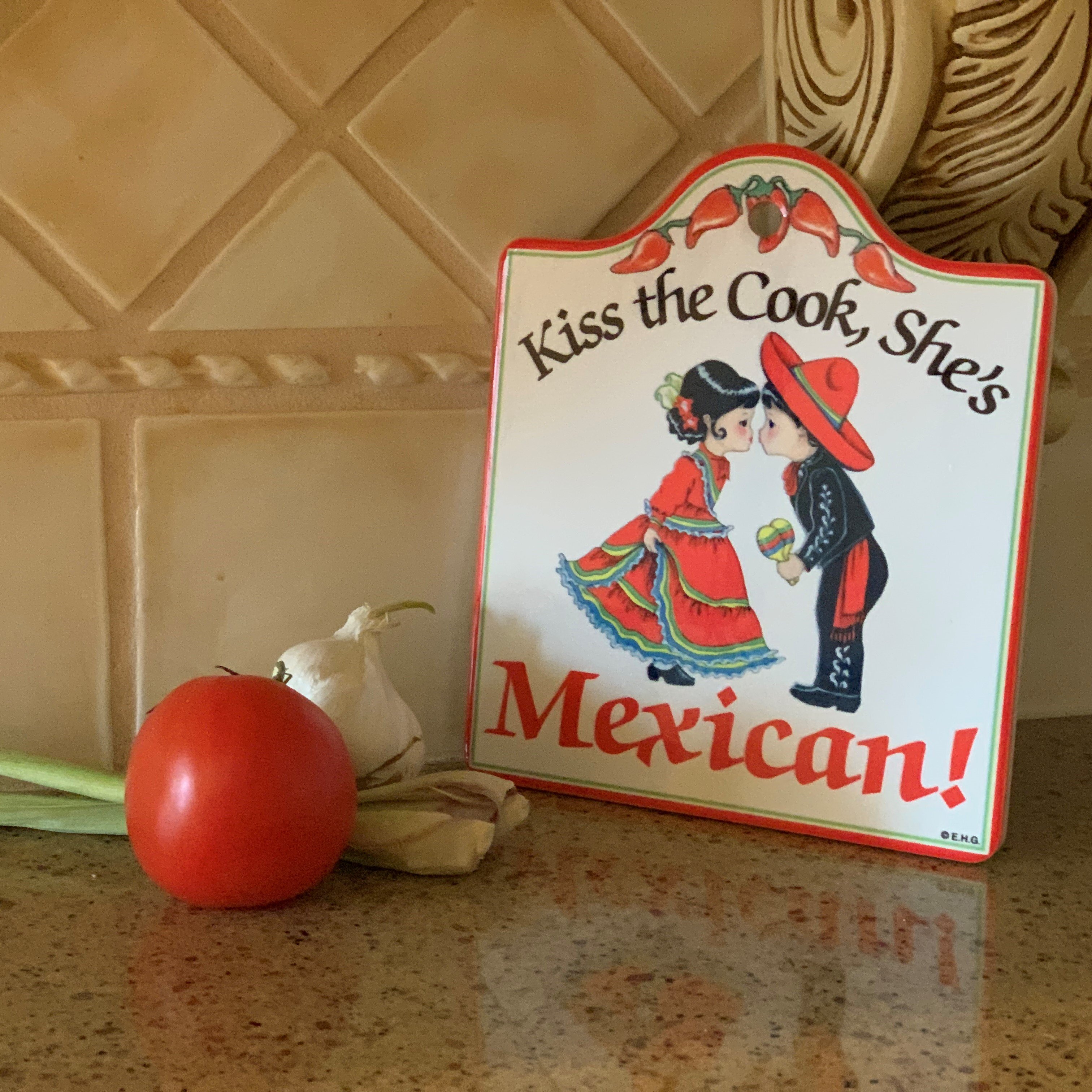 Ceramic Cheeseboard with Cork Backing: Mexican