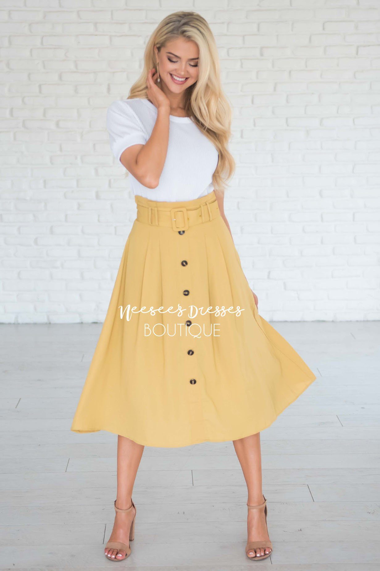 Walk with Me Button Front Skirt