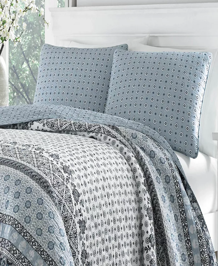 Stone Cottage Bexley Block Print Cotton Reversible 2 Piece Quilt Set， Twin