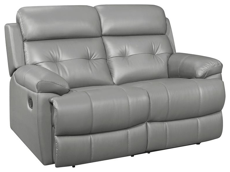 Lexicon Lambent Modern Leather Double Reclining Love Seat in Gray   Contemporary   Loveseats   by Homesquare  Houzz