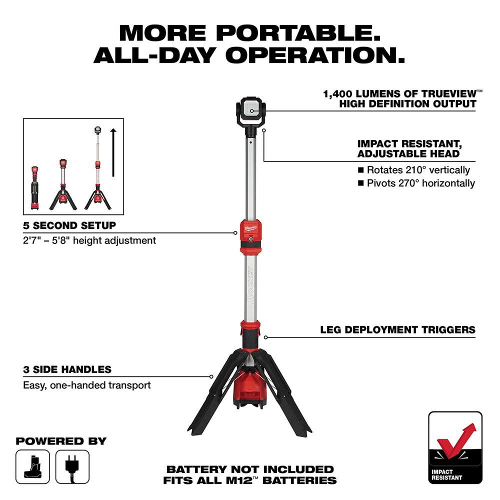 MW M12 ROCKET Dual Power Tower Light 2132-20 from MW