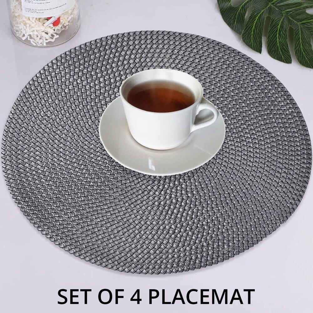 Set of 4 Polypropylene Polyester Placemat Handmade Anti Slip Durable