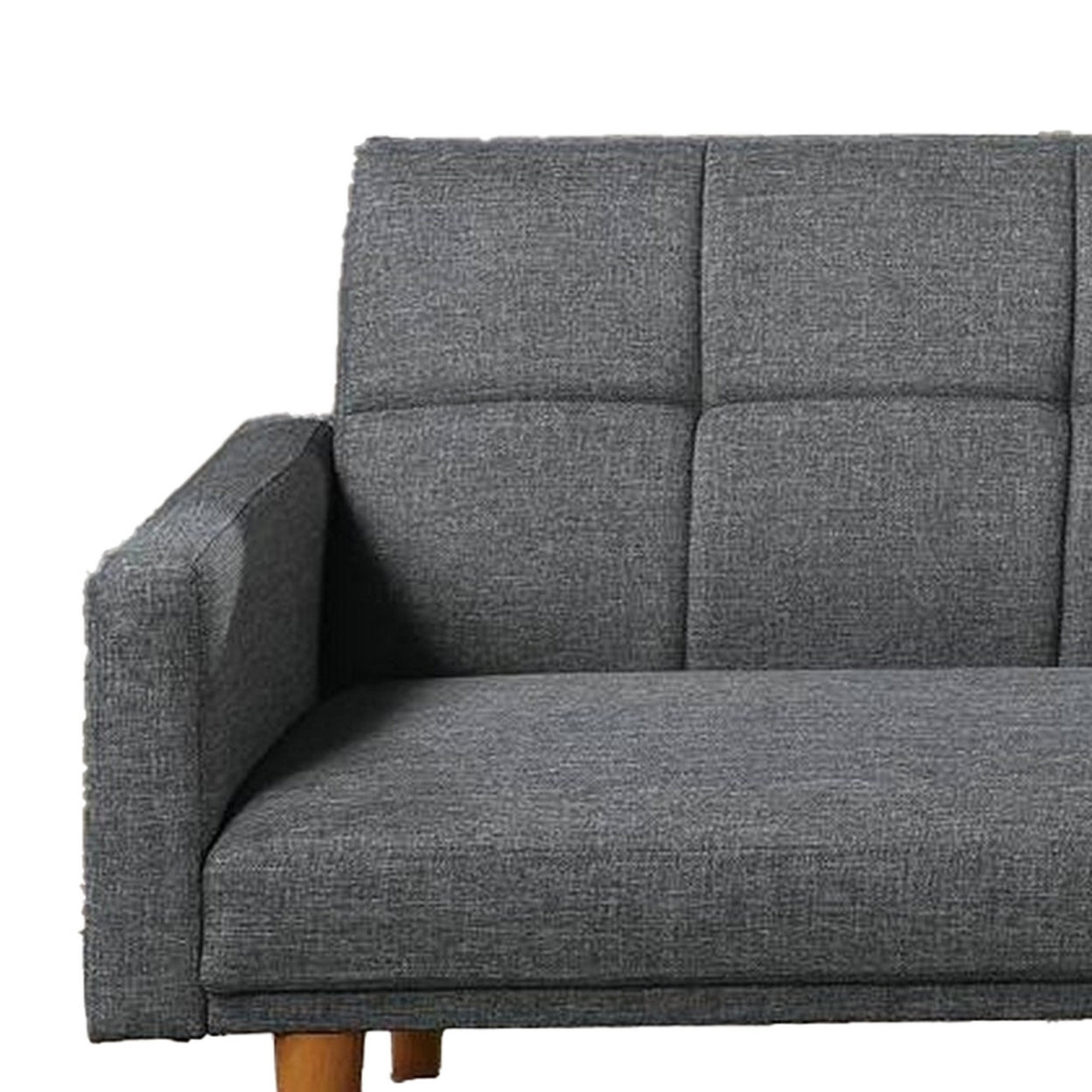 Fabric Adjustable Sofa with Square Tufted Back, Light Gray- Saltoro Sherpi