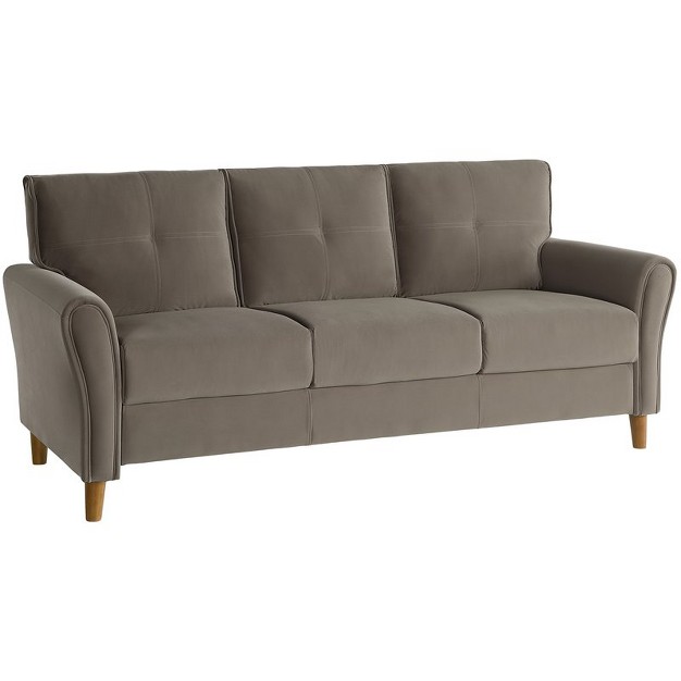 Dunleith Modern Contemporary Velvet Tufted Sofa In Brown And Walnut Lexicon