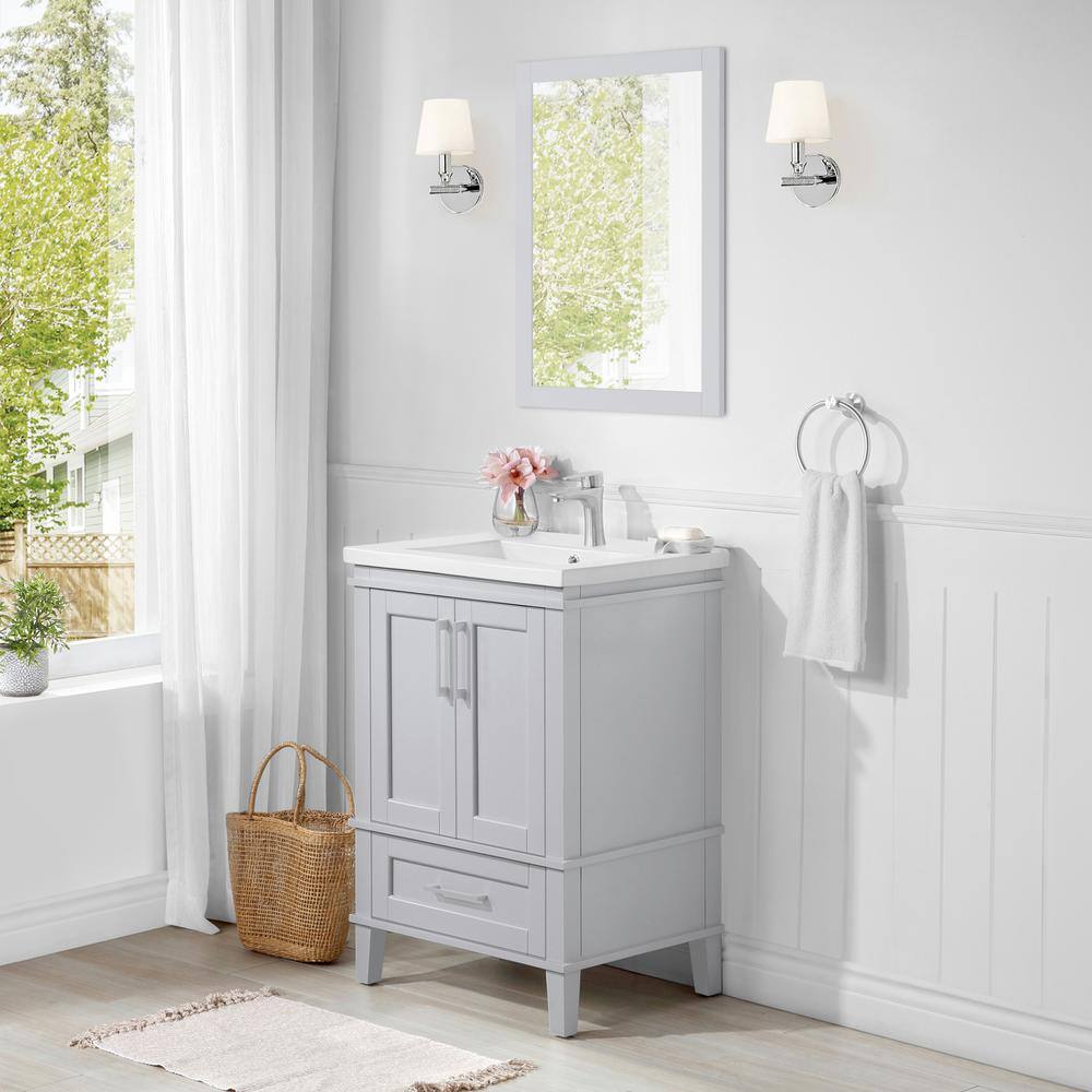 OVE Decors Brighton 24 in. Bath Vanity in Dove Gray with Ceramic Vanity Top in White with Integrated White Basin 15VVA-BRIG24-03