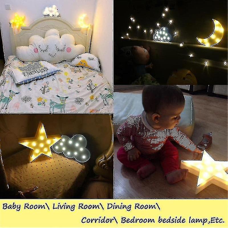 3d Led Night Light Star Moon Kids Bedroom Indoor Lighting Decor Lamp For Home Living Room Bedroom Night Lighting Creative Giftblue Cloud-niubi