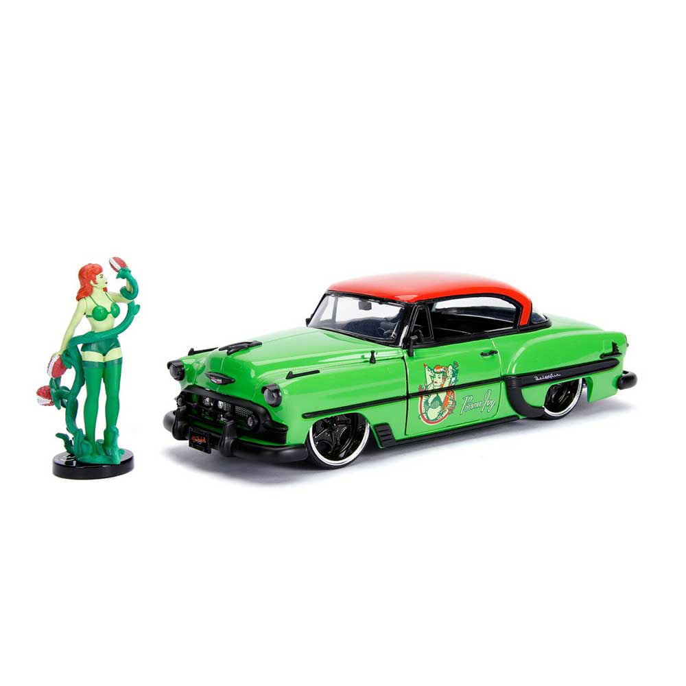 Jada Toys DC Comics Bombshells Poison Ivy and 1953 Chevy Bel Air Die-cast Car 1:24 Scale Vehicle 2.75 Collectible Figurine Play Vehicle