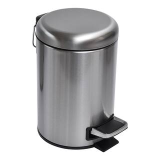 3 l 0.8 Gal. Soft Close Small Round Metal Bath Floor Step Trash Can Waste Bin in Steel 6543102