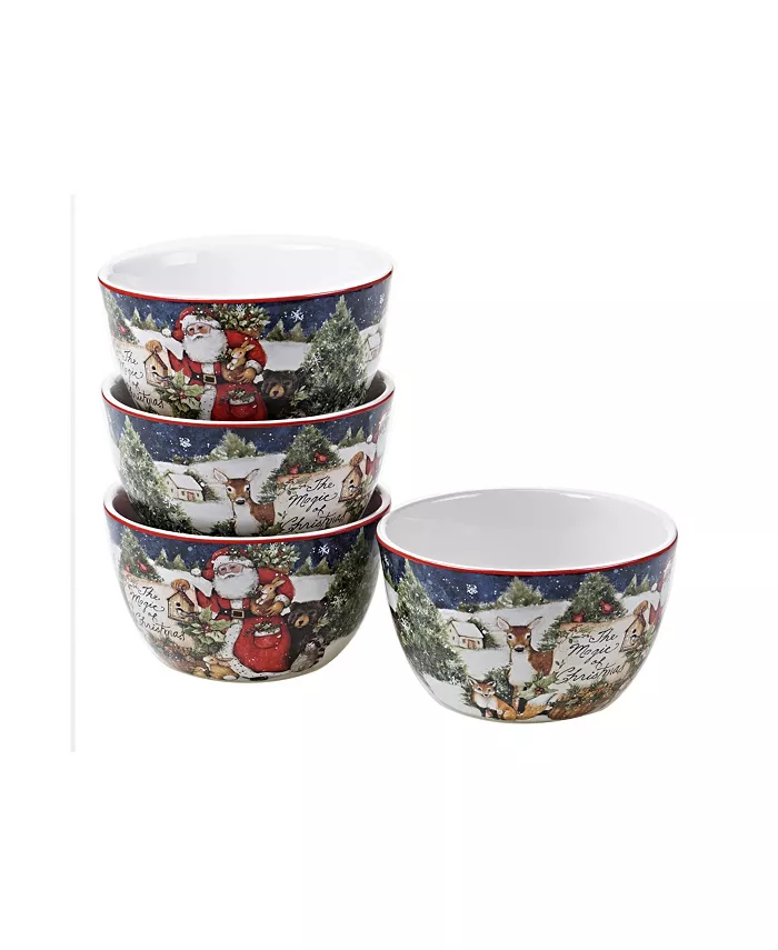 Certified International Magic of Christmas Santa 4 Piece Ice Cream Bowl