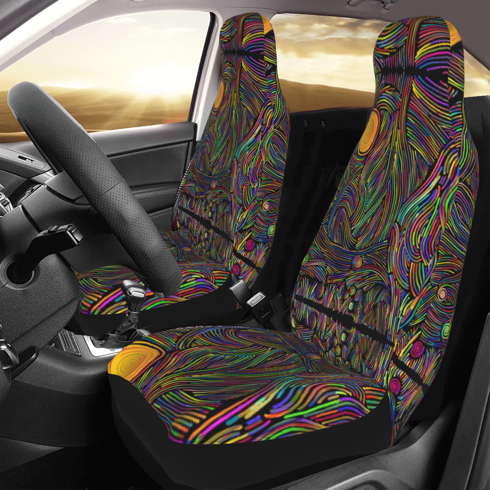 ZICANCN Car Seat Cover Abstract Psychedelic Car Front Seat Covers Protectors ， Automotive Seat Covers for Cars Trucks Suv