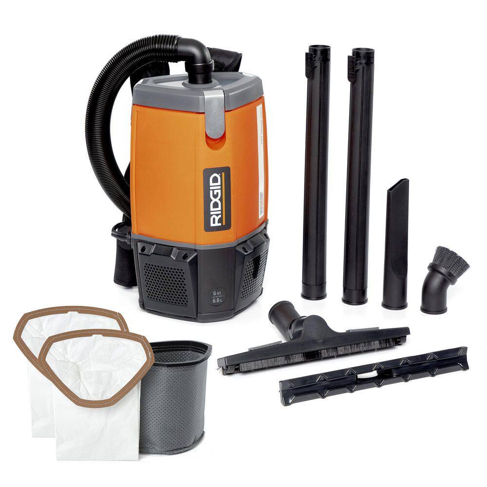 RIDGID 6 Qt. NXT Backpack Vacuum Cleaner with Filters and Locking Accessories for Dry Applications HDB600