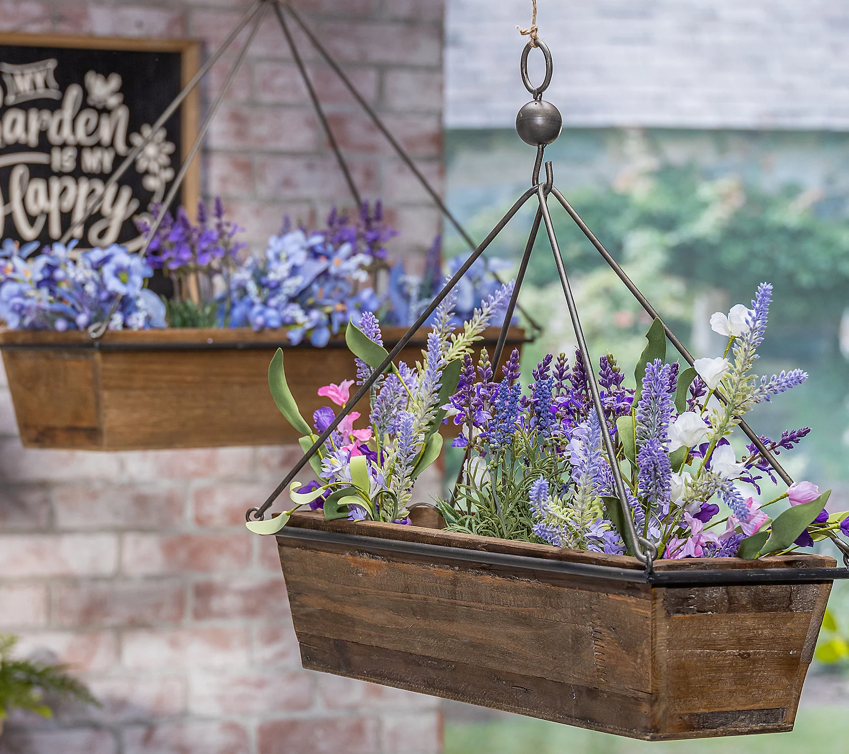 S 2 Wood and Metal Planters by Gerson Co