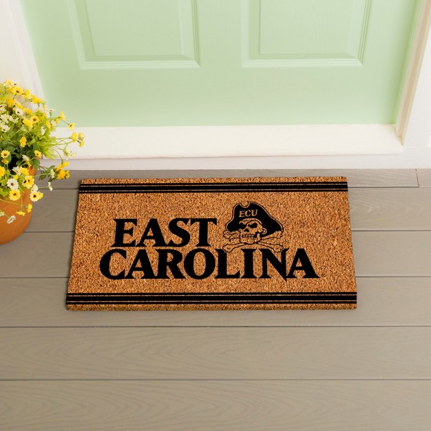 Evergreen East Carolina University Logo Turf Mat Brown 28 X 16 Inches Indoor Outdoor Doormat