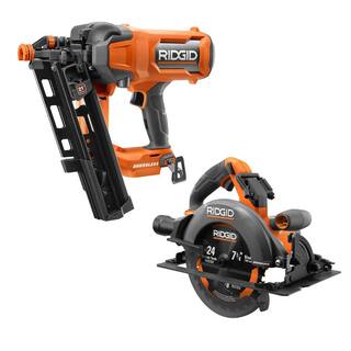 RIDGID 18V Brushless Cordless 21 3-12 in. Framing Nailer with Brushless 7-14 in. Circular Saw (Tools Only) R09894B-R8657B