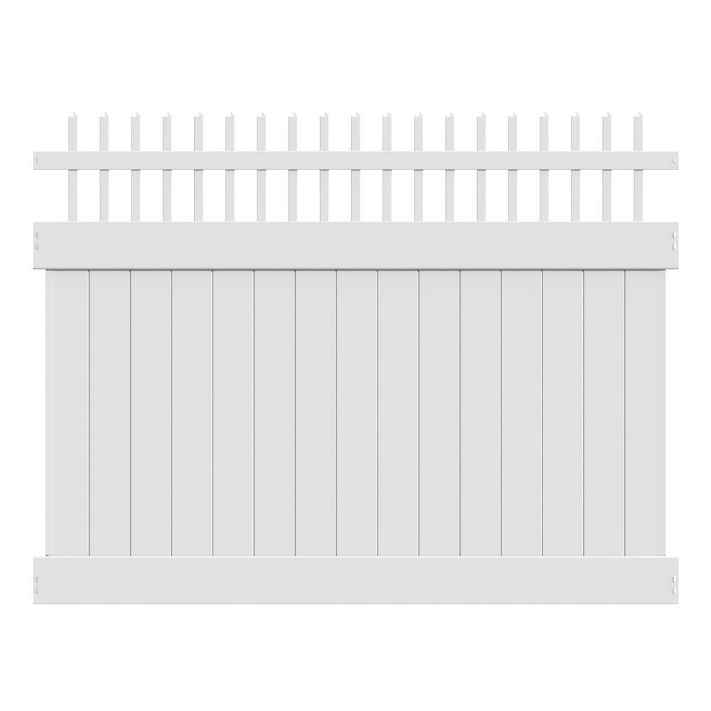 Barrette Outdoor Living Carson 6 ft. x 8 ft. White Vinyl Open Picket Top Fence Panel 73040126