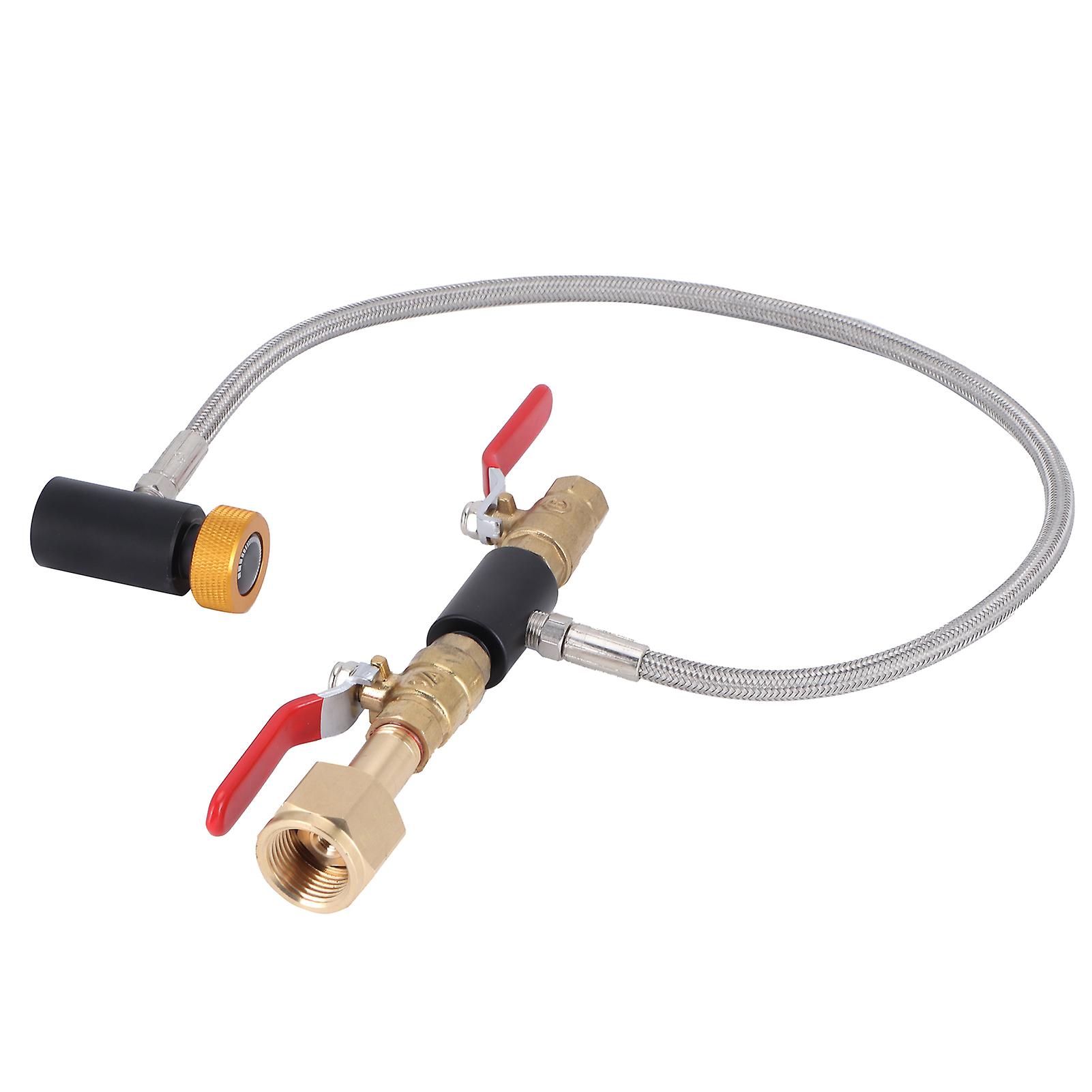 G5/8-14 24in Dual Valve Ptfe Hose With Soda Gold Asa Co2 Universal External Hose Adapter