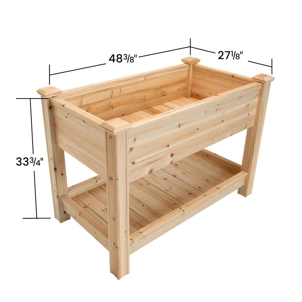 Outdoor Essentials Heirloom 2 ft. x 4 ft. Cedar Elevated Garden Planter with Shelf (Tool Free) 472545