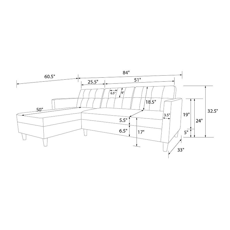 DHP Atwater Living Heidi Storage Sectional Futon Couch