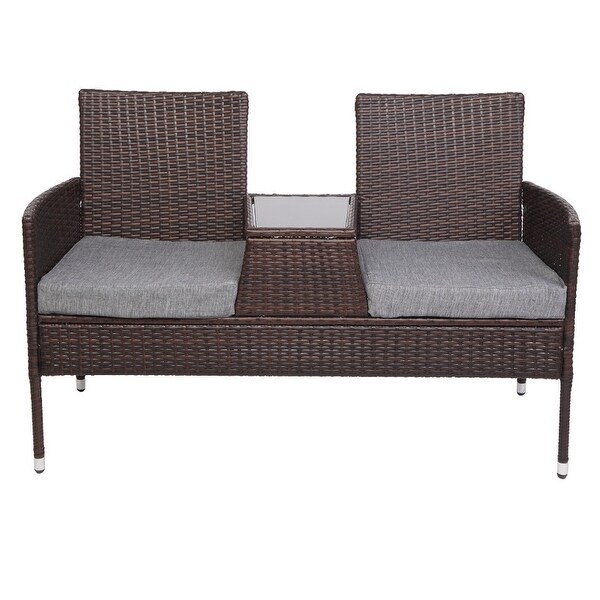 Patio PE Wicker Loveseat Chair with Cushions