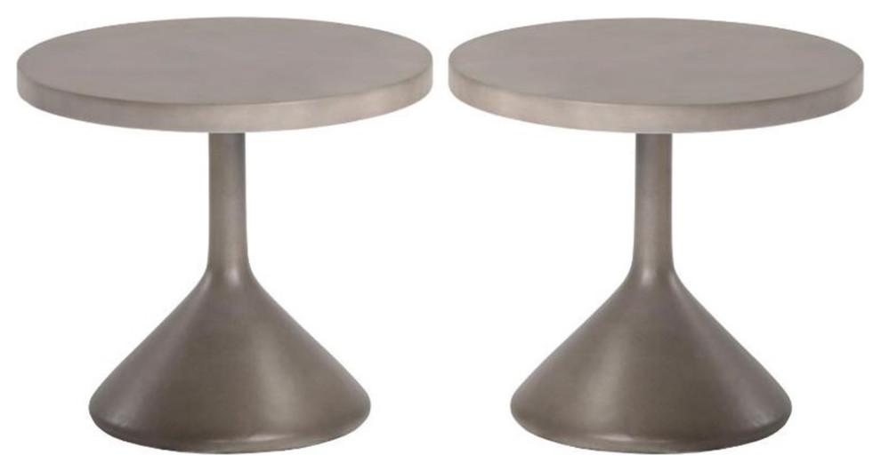 Home Square Adonis 17.5 quotConcrete End Table with Round Top in Gray   Set of 2   Transitional   Side Tables And End Tables   by Homesquare  Houzz