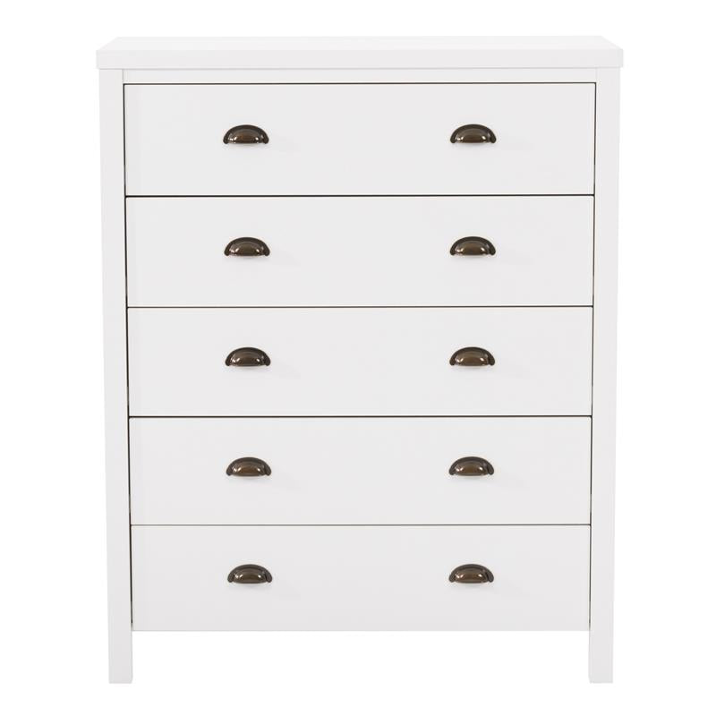 Bowery Hill 5 Drawer Dresser - White Engineered Wood