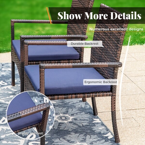 7/9piece Patio Dining Set，Expendable Rectangular Outdoor Dining Table with Rattan Chairs