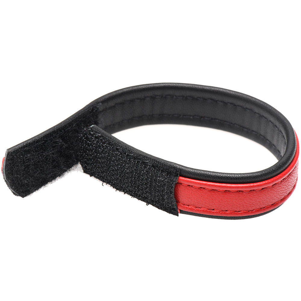 Strict Cock Gear Leather Velcro Cock Ring in Red