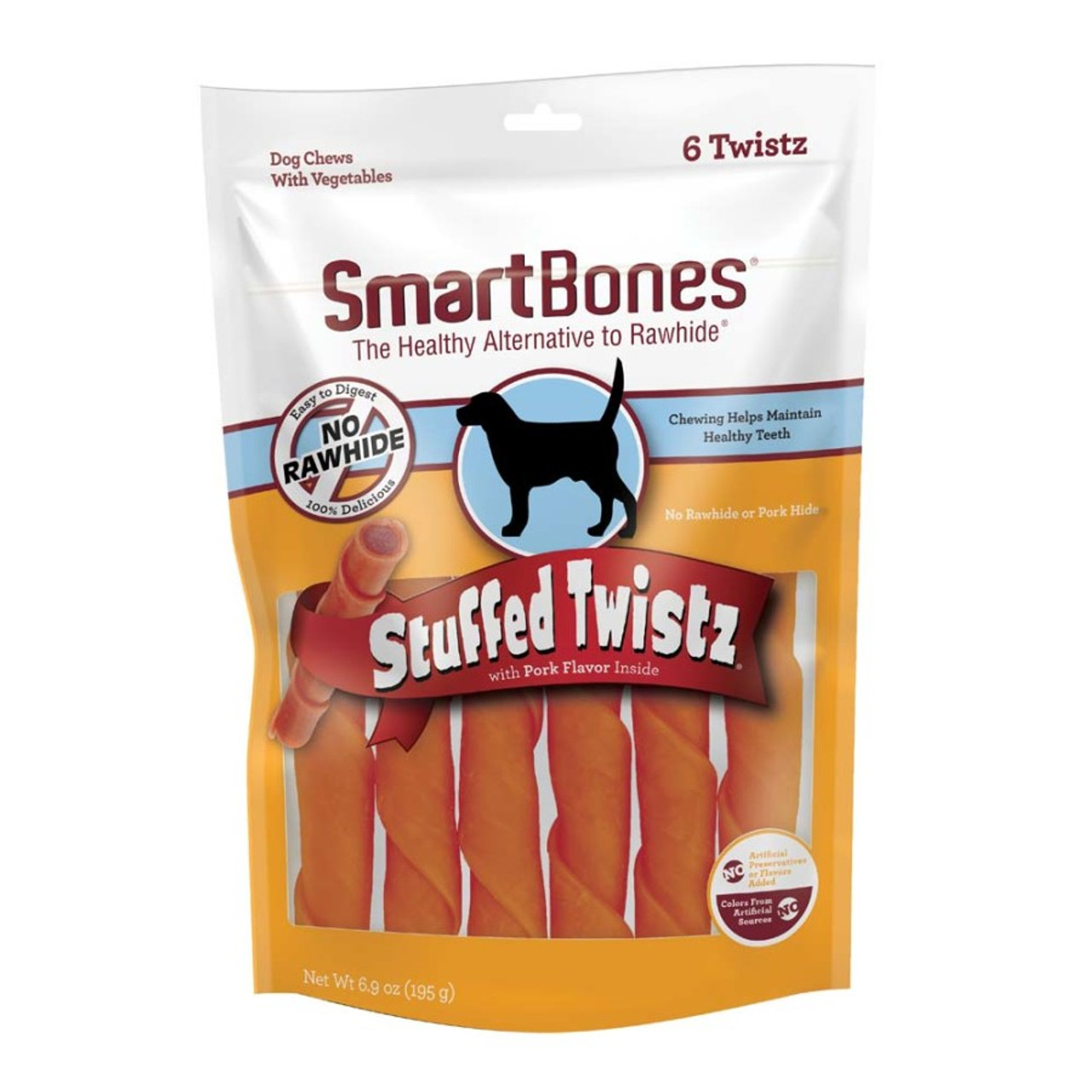 SmartBones Artificial-Free Pork Stuffed Twistz Dog Chews， 6 Pk.